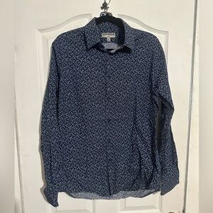 Express Men's Navy Floral Button-Down Shirt